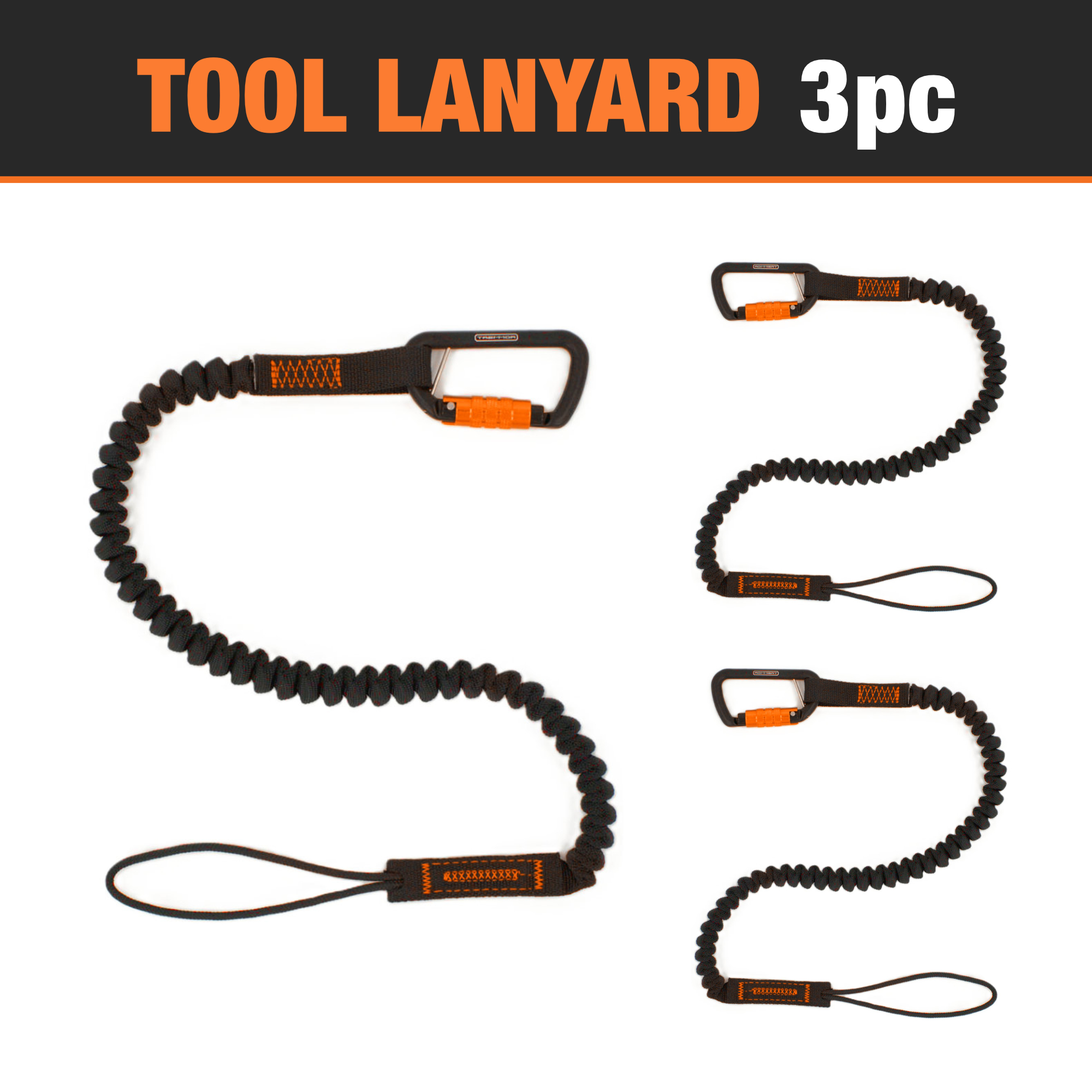 TREMMOR Tool Lanyard 35-51", 15 lb Capacity, Dual Action Carabiner - 3 pack - Image 4