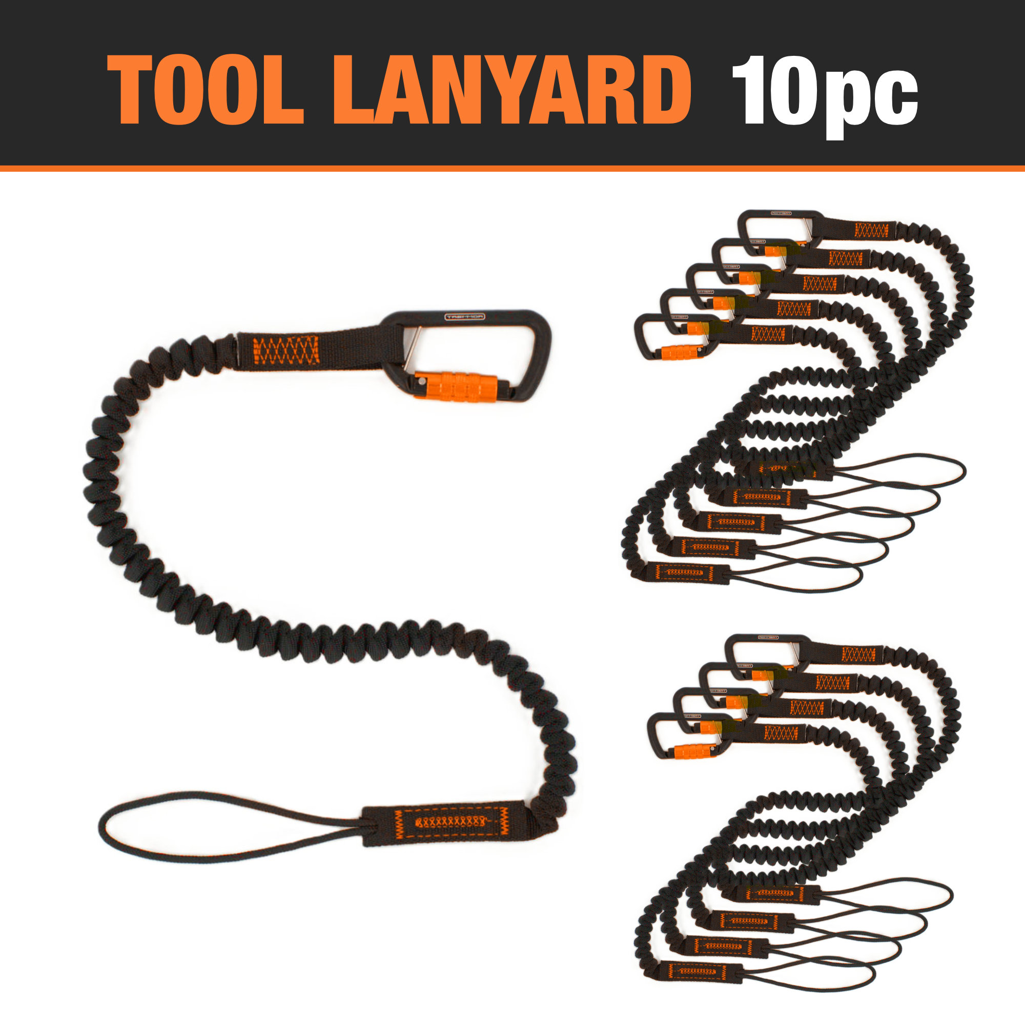 TREMMOR Tool Lanyard 35-51", 15 lb Capacity, Dual Action Carabiner - 10 pack - Image 4