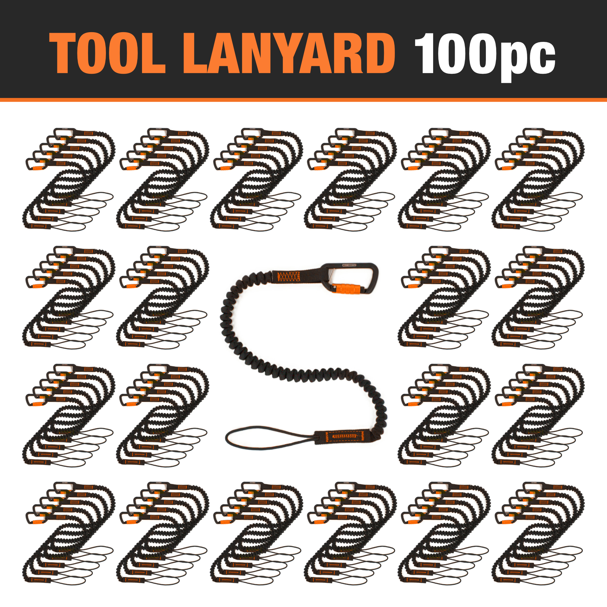 TREMMOR Tool Lanyard 35-51", 15 lb Capacity, Dual Action Carabiner - 100 pack - Image 4
