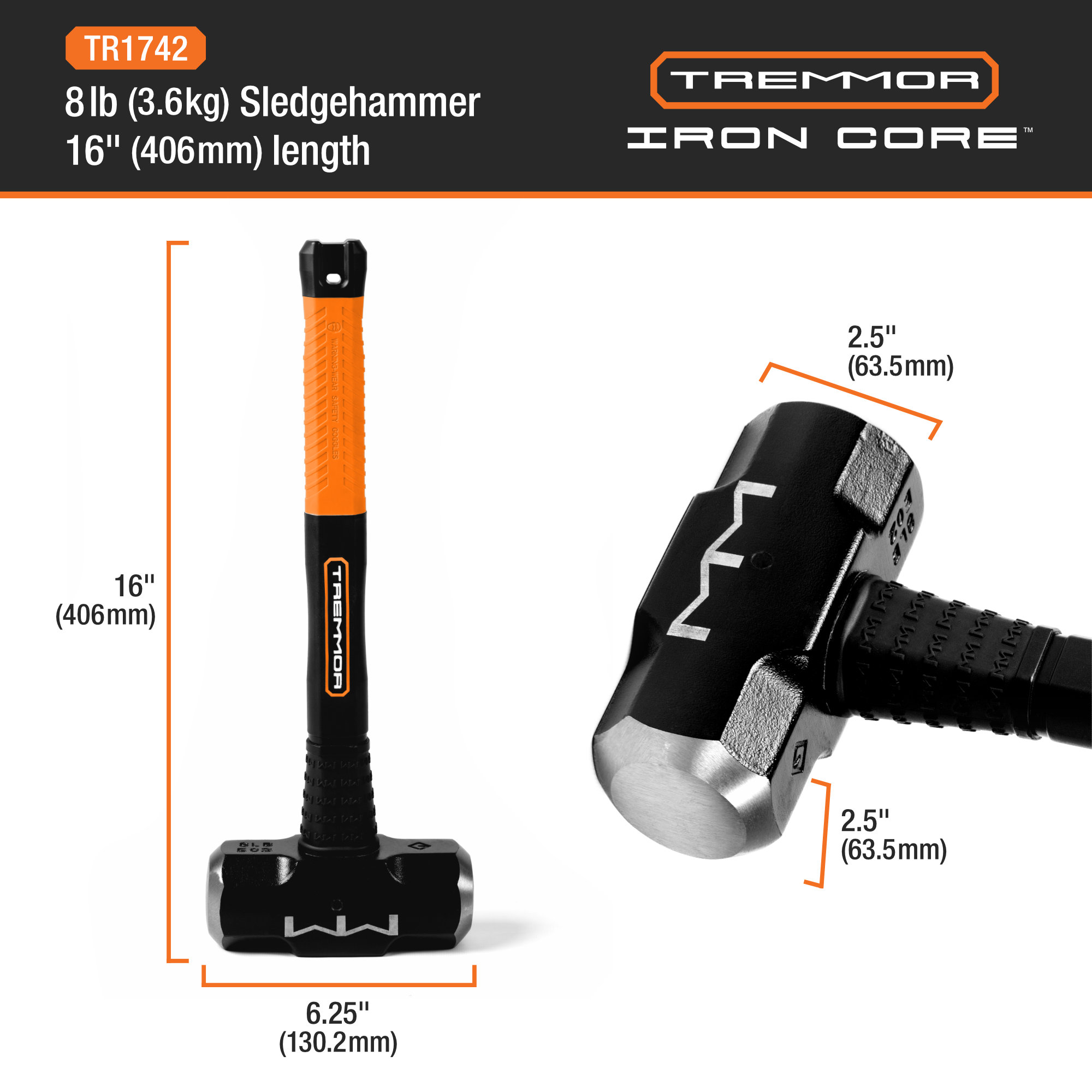 TREMMOR - IRON CORE™ PRO Sledge Hammer 16" 8lb - Image 3